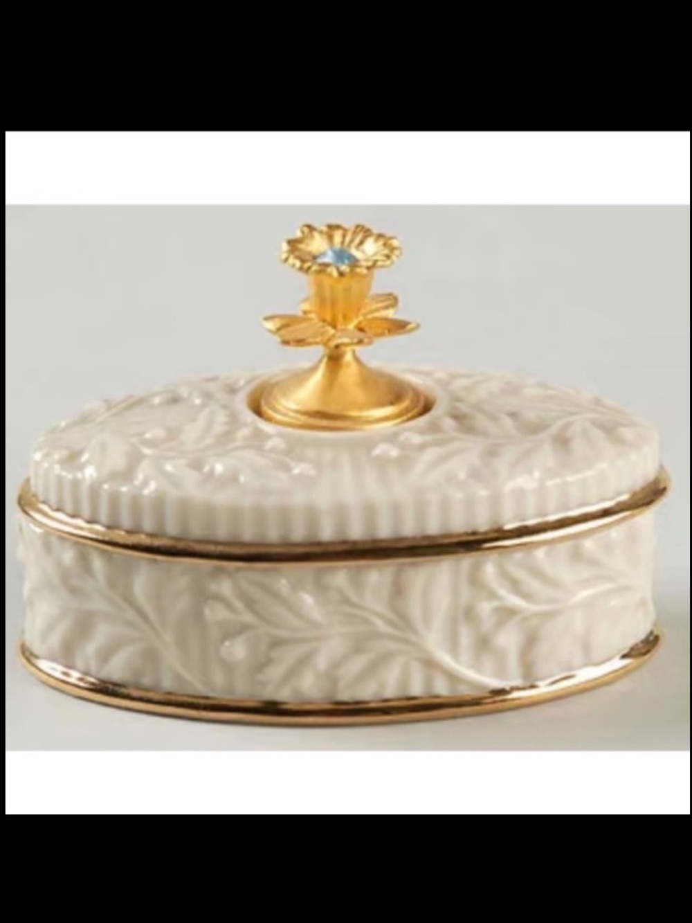 Lenox Trinket Box 1999 Aquamarine Gem Stone March Birthstone Collection Vintage - Picture 15 of 16